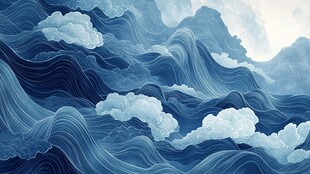 梦幻蓝色云海壮丽景观