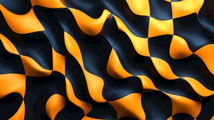 动感黑黄格子波纹图案