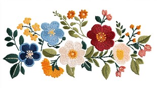 多彩刺绣花卉图案