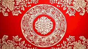 中式红底精美花纹图案