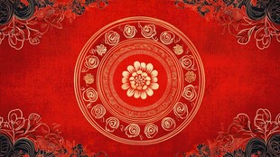 中国风红色古典花纹背景图