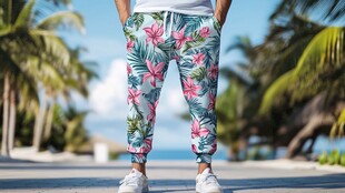 热带印花长裤 海边时尚风