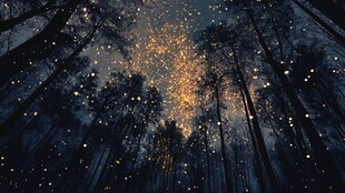 梦幻森林星空璀璨夜景