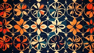 复古花卉几何图案背景