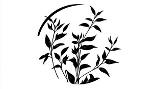 简约植物剪影图案