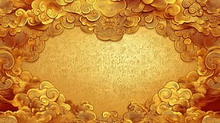 金色祥云钱币边框背景图