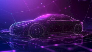 科技感梦幻紫色线条汽车