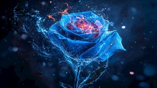 梦幻蓝色能量玫瑰特效图