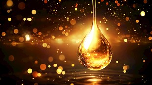 金色水滴闪耀梦幻光芒