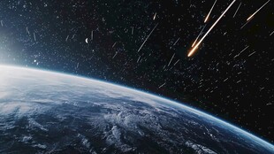 地球外的流星飞舞景象