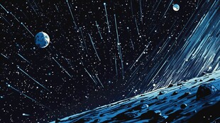 梦幻星空下的流星与星球