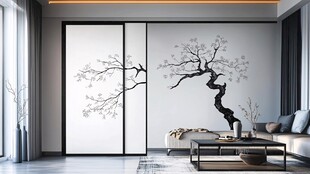 中式禅意客厅隔断装饰画