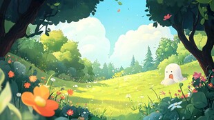 幽灵出没的梦幻森林场景