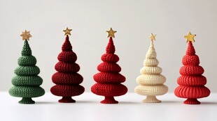 手工编织多彩迷你圣诞树