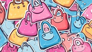 多彩卡通手提包图案