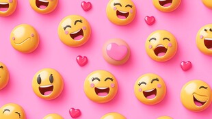 粉色背景上的多彩表情符号