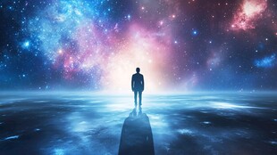 一人伫立浩瀚星空之下