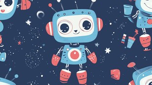 可爱机器人宇宙图案背景