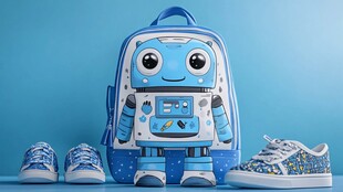 可爱机器人背包与儿童鞋