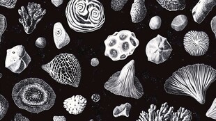 黑白海洋贝壳珊瑚图案集