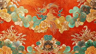 中式凤纹华丽传统织物图案