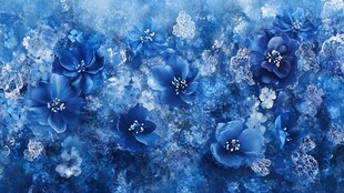 梦幻蓝调花卉背景图