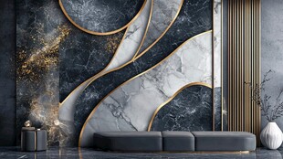 奢华大理石几何线条背景墙