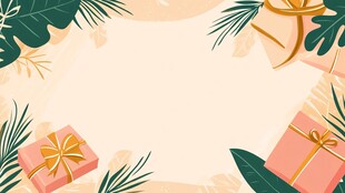 节日礼物与绿植装饰背景