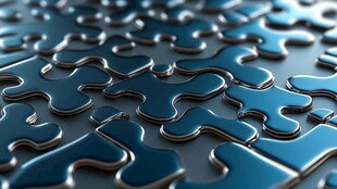 蓝色拼图图案的精致视觉效果