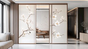 中式花鸟屏风 雅致客厅景致