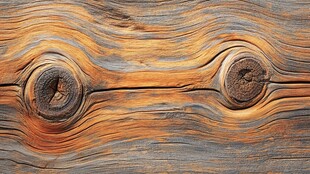 老旧木纹与树结纹理特写