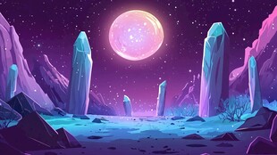 梦幻外星月夜景观