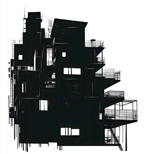 独特造型黑色建筑剪影