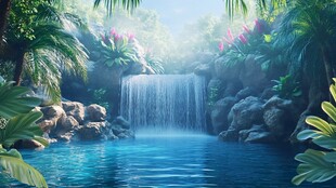 梦幻热带瀑布景观