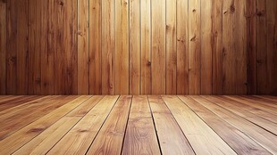 木质墙面与地板的室内空间