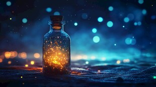 梦幻发光瓶中的神秘微光