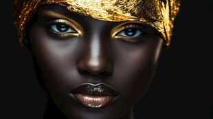 非洲风金色妆容绝美女性