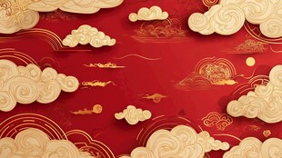 中式红金祥云传统背景图