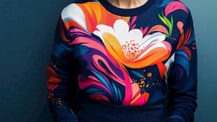 多彩花卉印花时尚长袖上衣