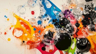 缤纷色彩墨滴艺术画面