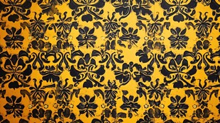 黄底黑花纹饰精美图案