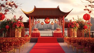 中式浪漫户外婚礼仪式场景