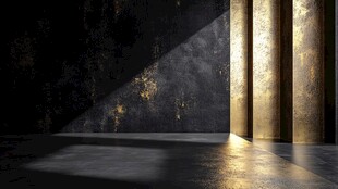 暗室中的金色光影效果