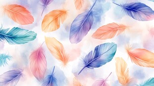 梦幻水彩羽毛图案背景
