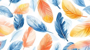 多彩羽毛无缝图案背景