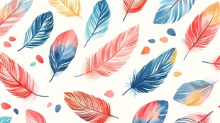 多彩羽毛图案 清新装饰风