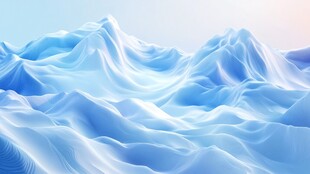 梦幻蓝色波浪状山脉景观