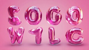 粉色透明立体字母效果展示