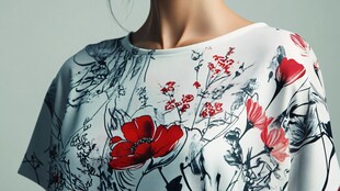 花卉印花女士短袖上衣