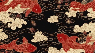 中式锦鲤祥云传统图案